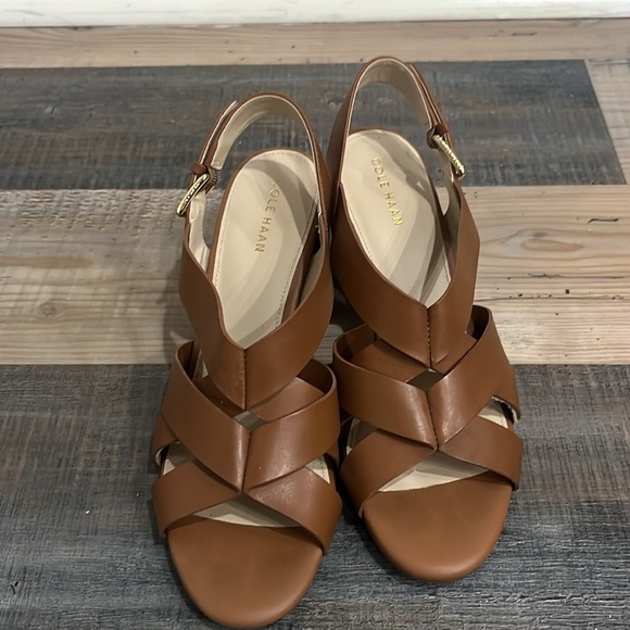 Cole Haan Women's Jamie Sandal Brown Sz 7 1/2 B Side Buckle Summer Casual Chic - Picture 4 of 12